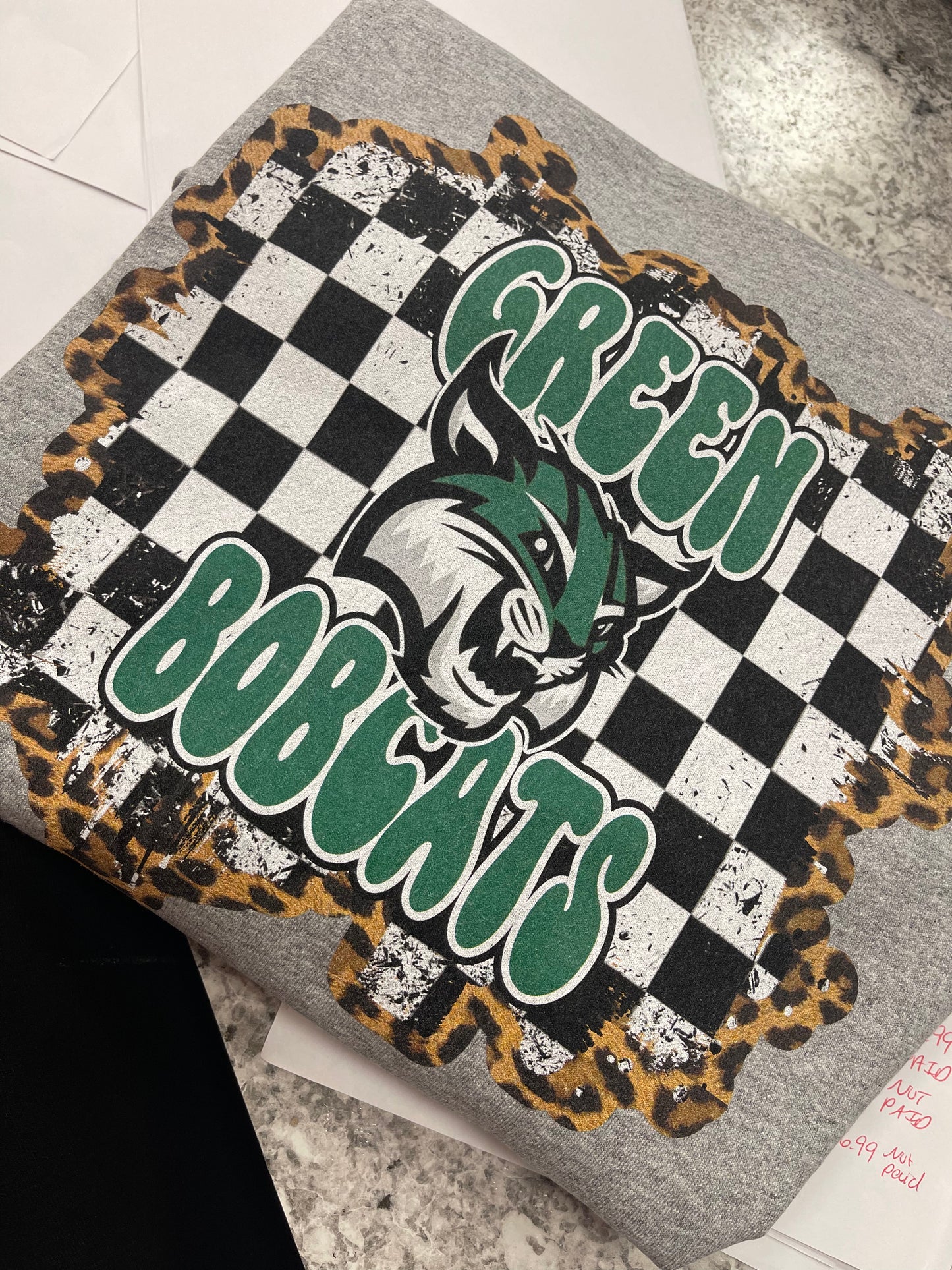 Custom School Spirit tee ~ Checkered and Leopard Print Design