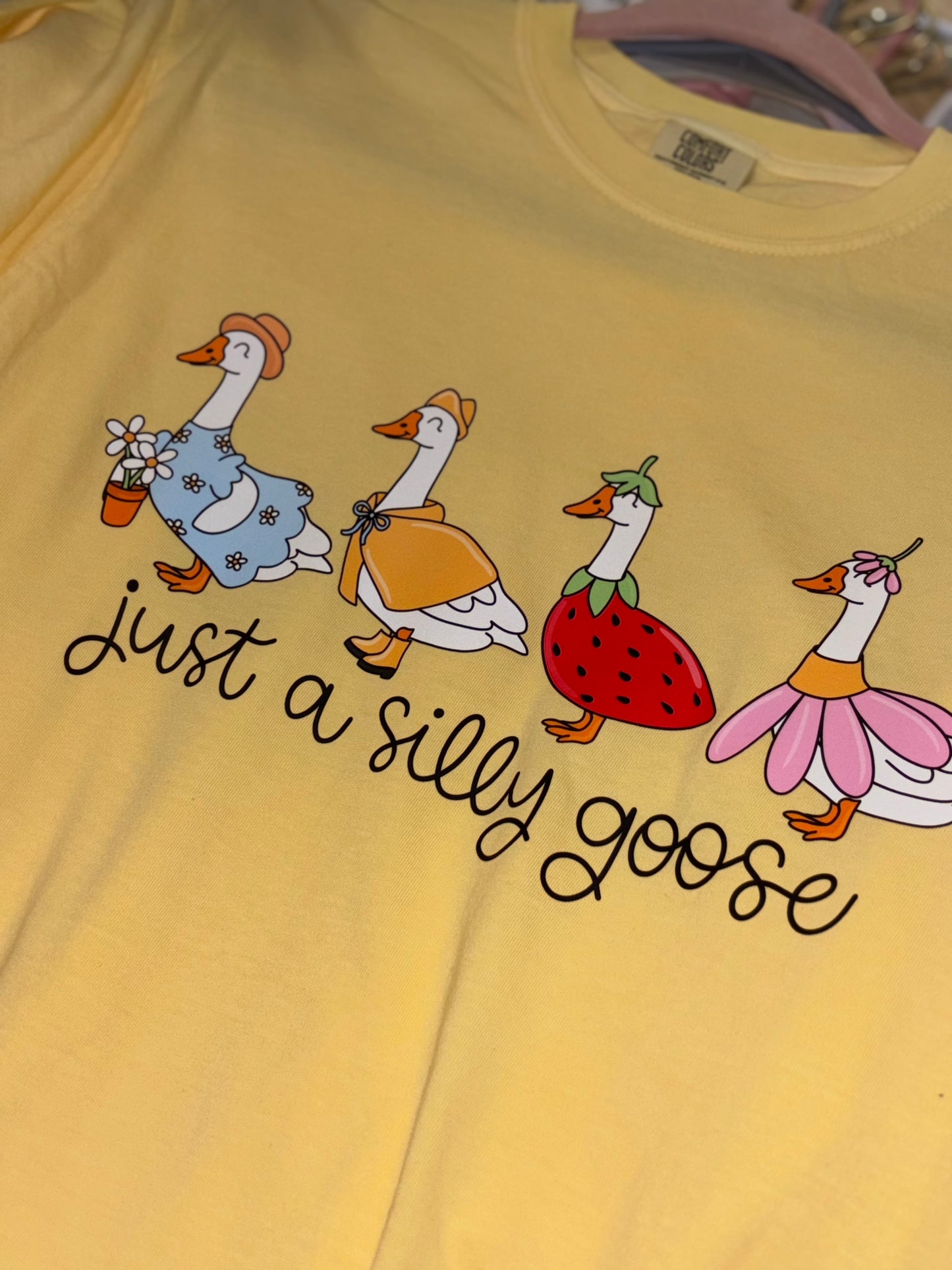 Just A Silly Goose ~ Butter Yellow Graphic Tee