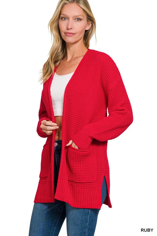 Everyday Perfect Waffle Cardigan ~ Curvy Sizes