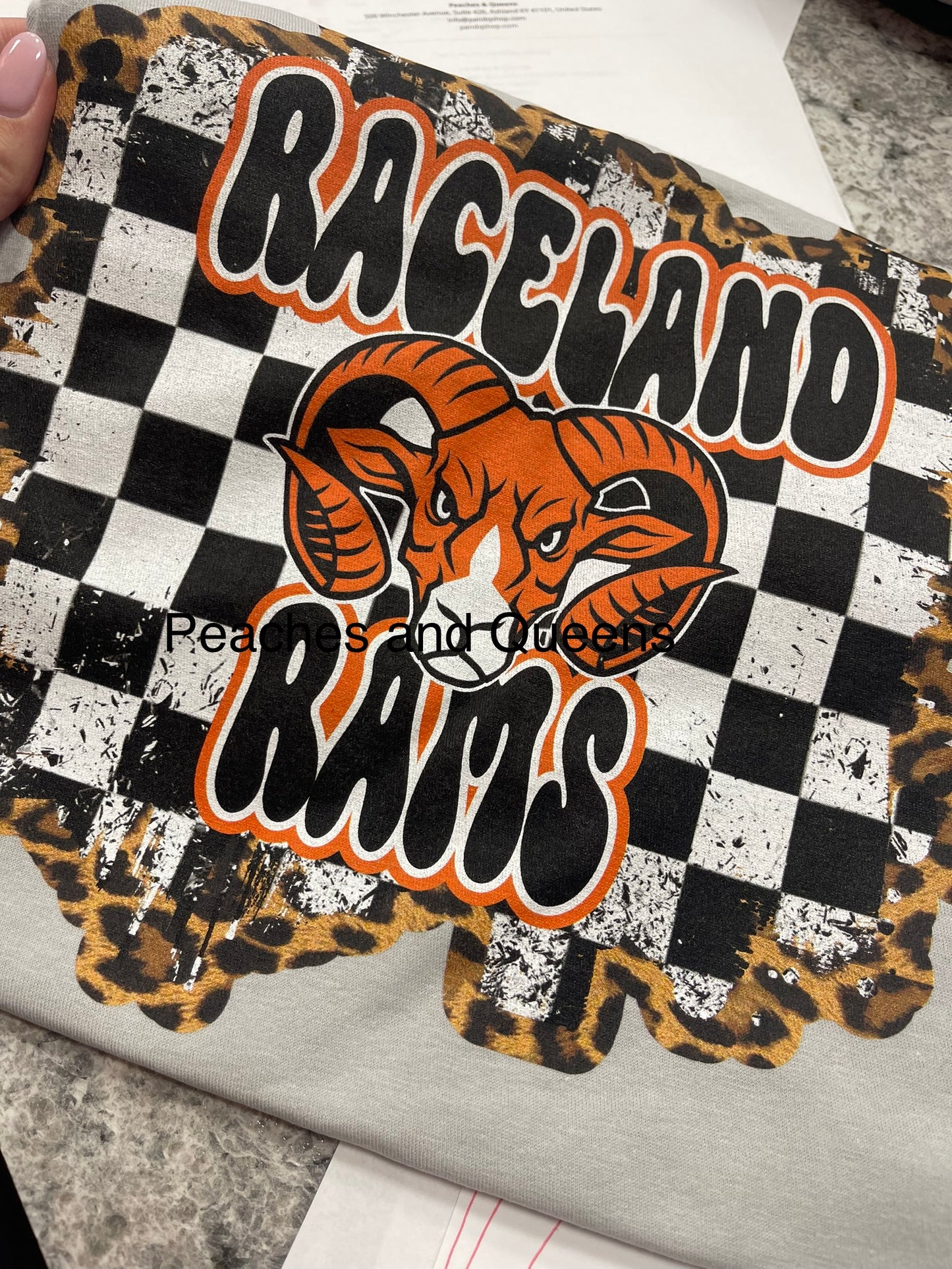 Custom School Spirit tee ~ Checkered and Leopard Print Design