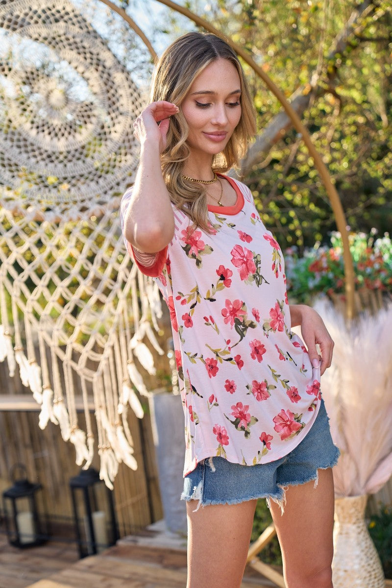 Springtime Vibes ~ Mixed Print Knit Top