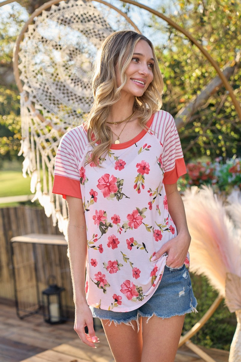 Springtime Vibes ~ Mixed Print Knit Top