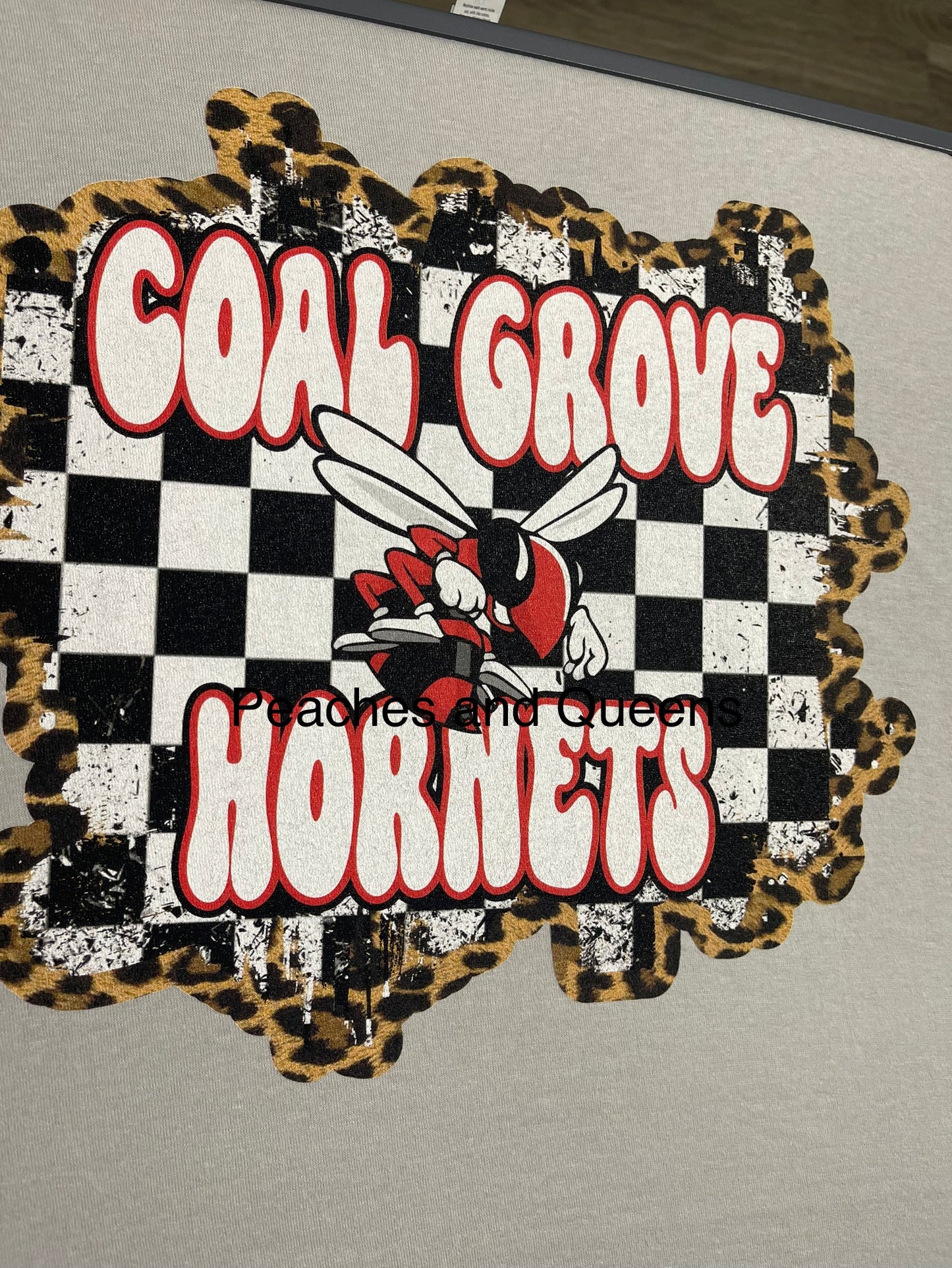 Custom School Spirit tee ~ Checkered and Leopard Print Design