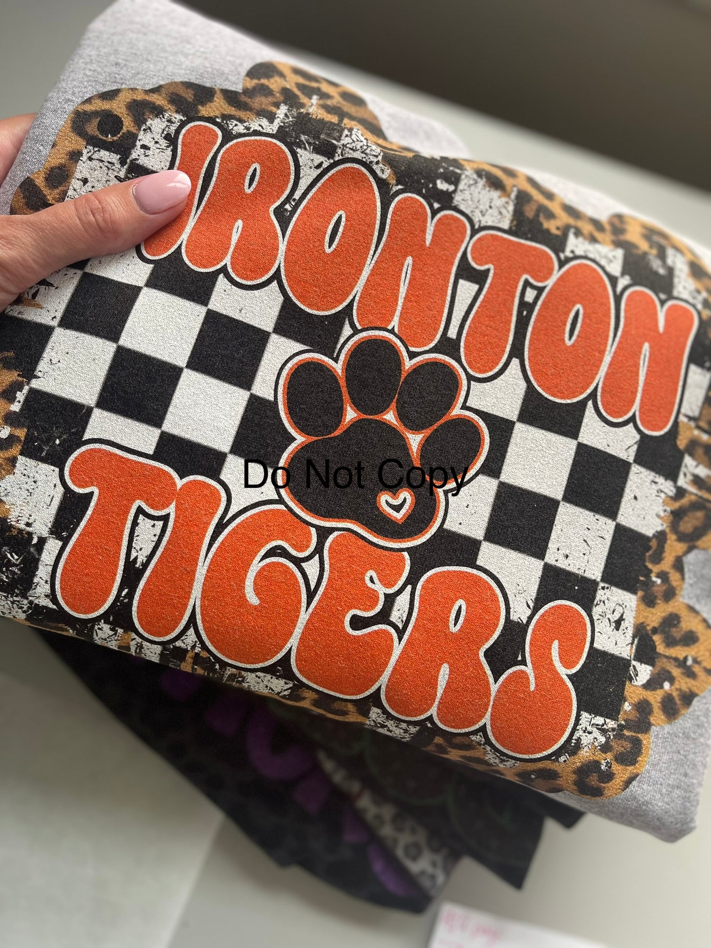 Custom School Spirit tee ~ Checkered and Leopard Print Design