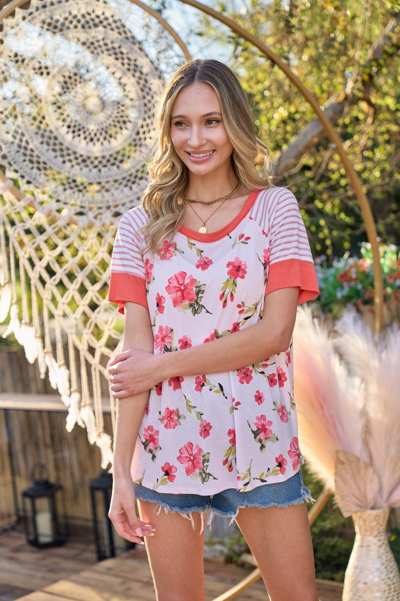 Springtime Vibes ~ Mixed Print Knit Top