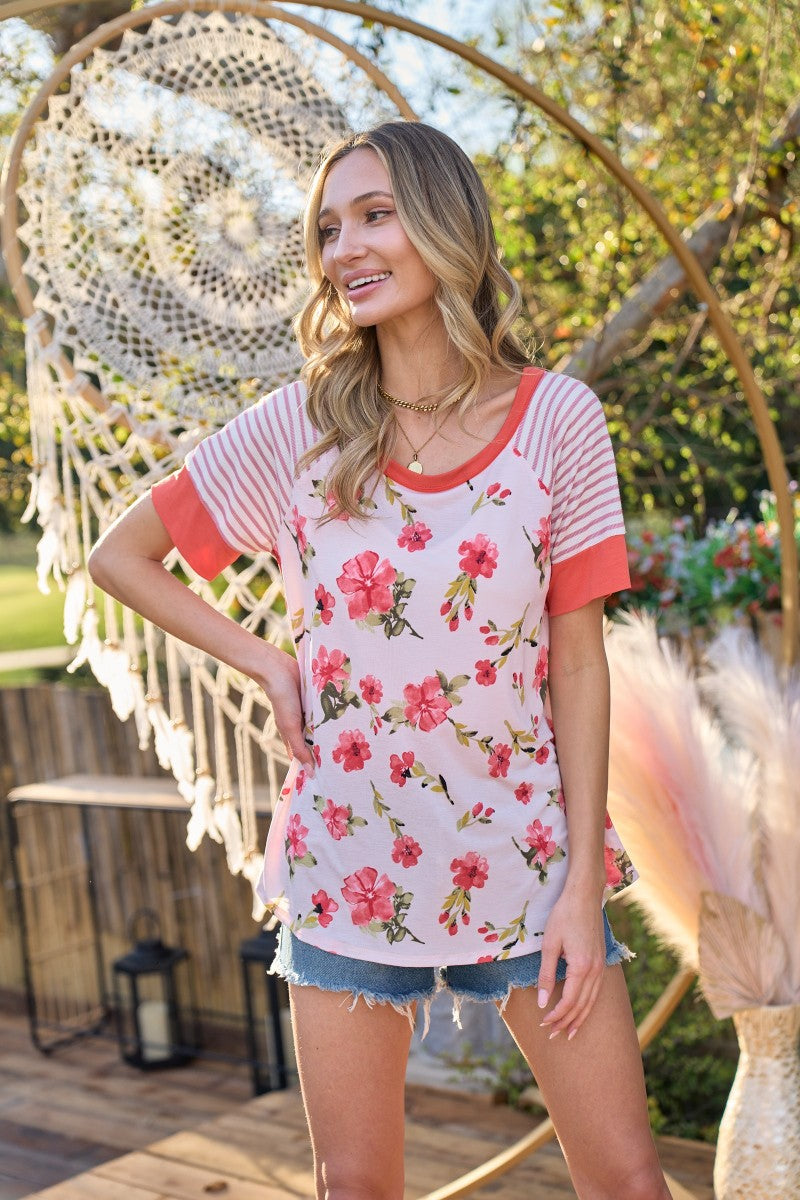 Springtime Vibes ~ Mixed Print Knit Top