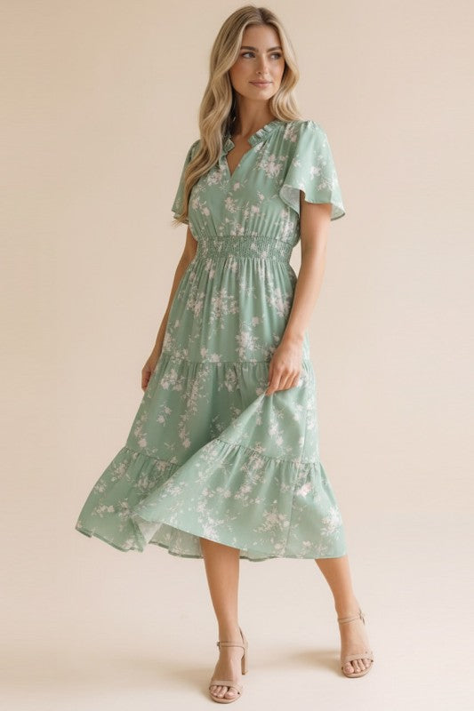 Kimi ~ Floral Midi Length Dress