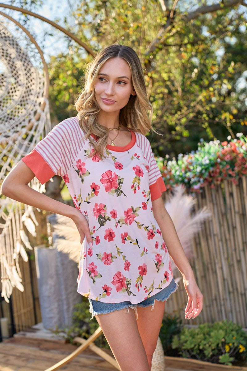 Springtime Vibes ~ Mixed Print Knit Top