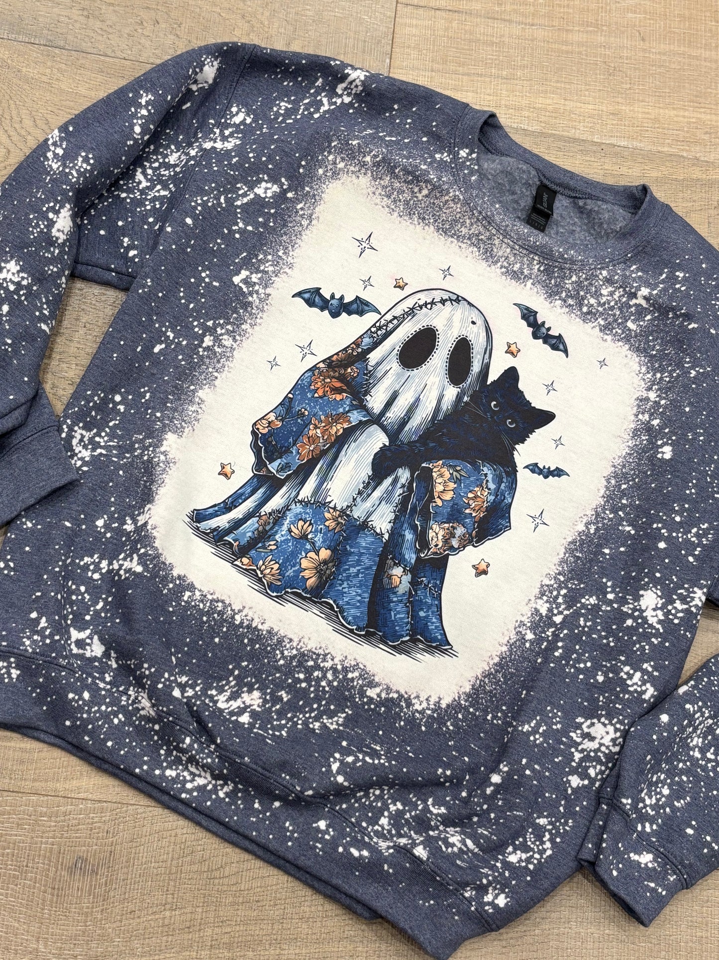 Patchwork Ghost ~ Bleached Crewneck Sweatshirt