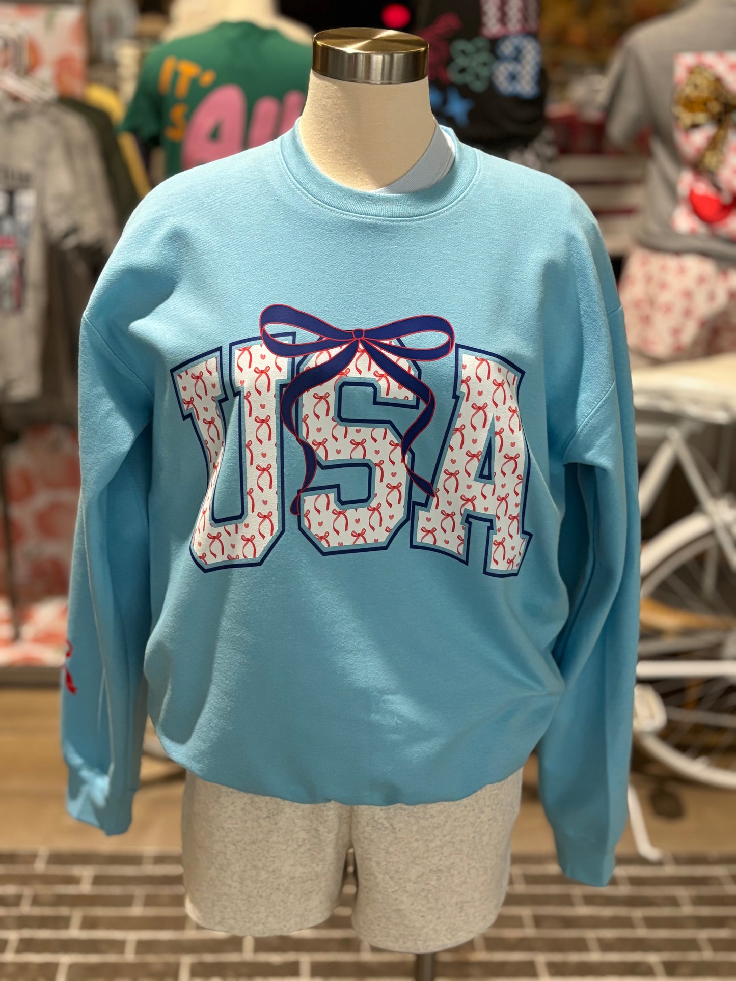 USA ~ Preppy Coquette Patriotic Crewneck Sweatshirt