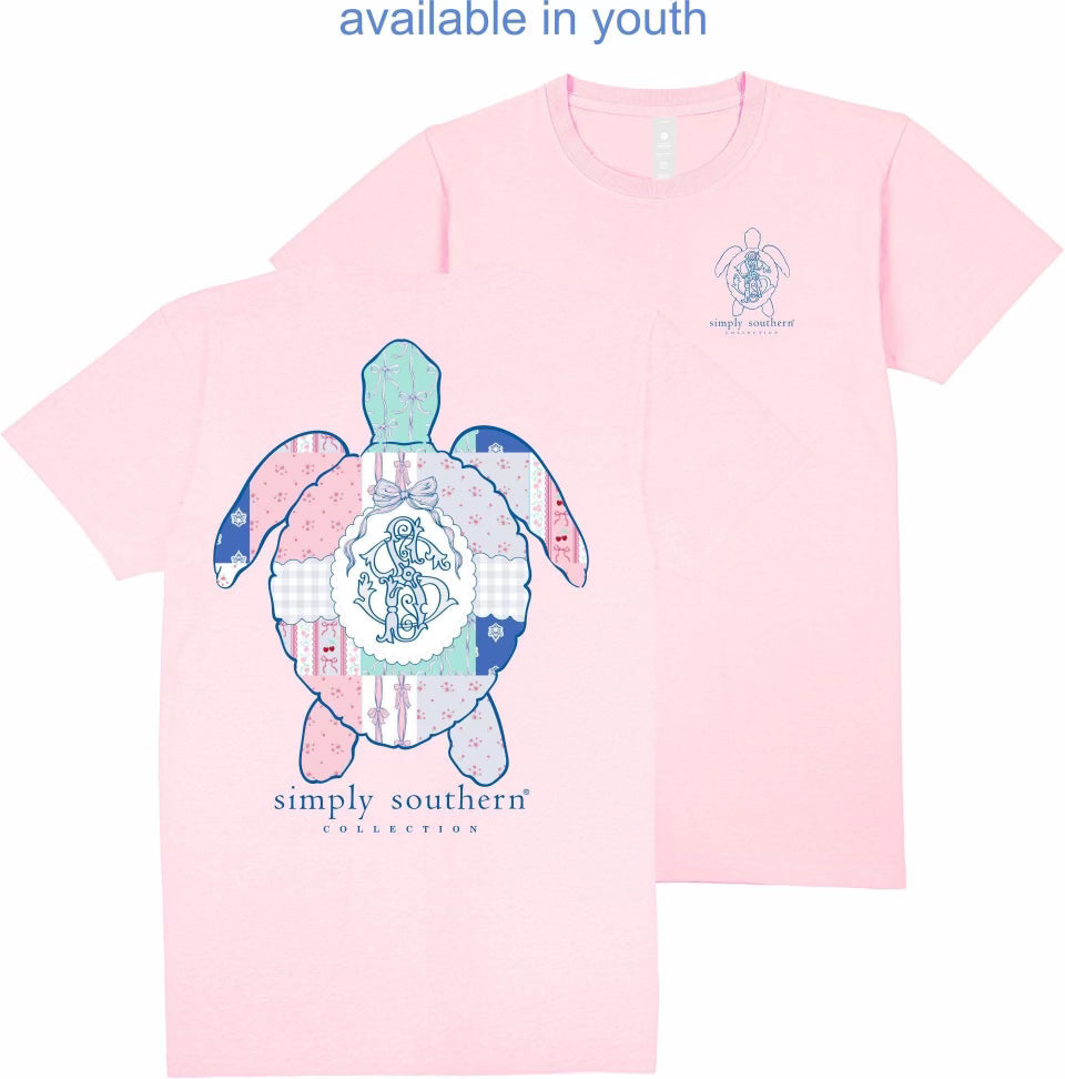 Pink Patchwork Turtle ~ Simply Southern Tee