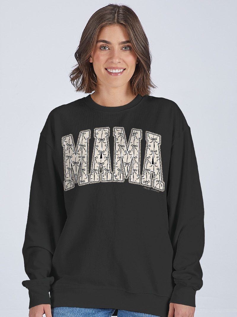 Heather Black Mama Ribbon Crewneck Sweatshirt