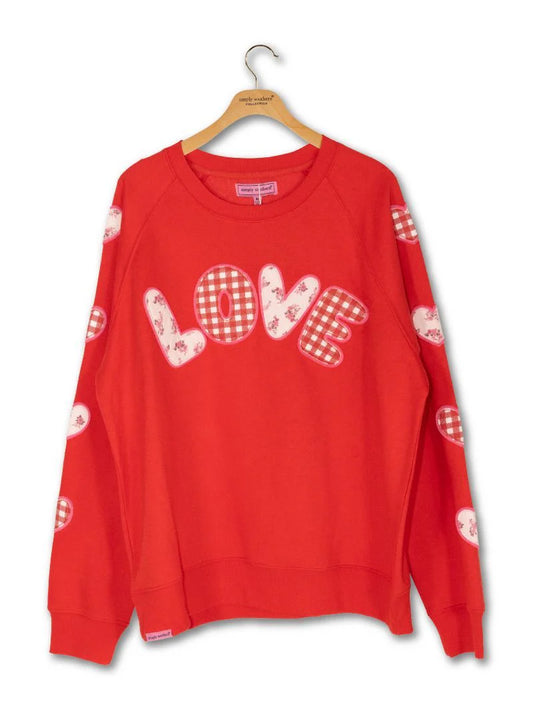 Love Patch Embroider Crewneck Sweatshirt - Simply Southern Brand