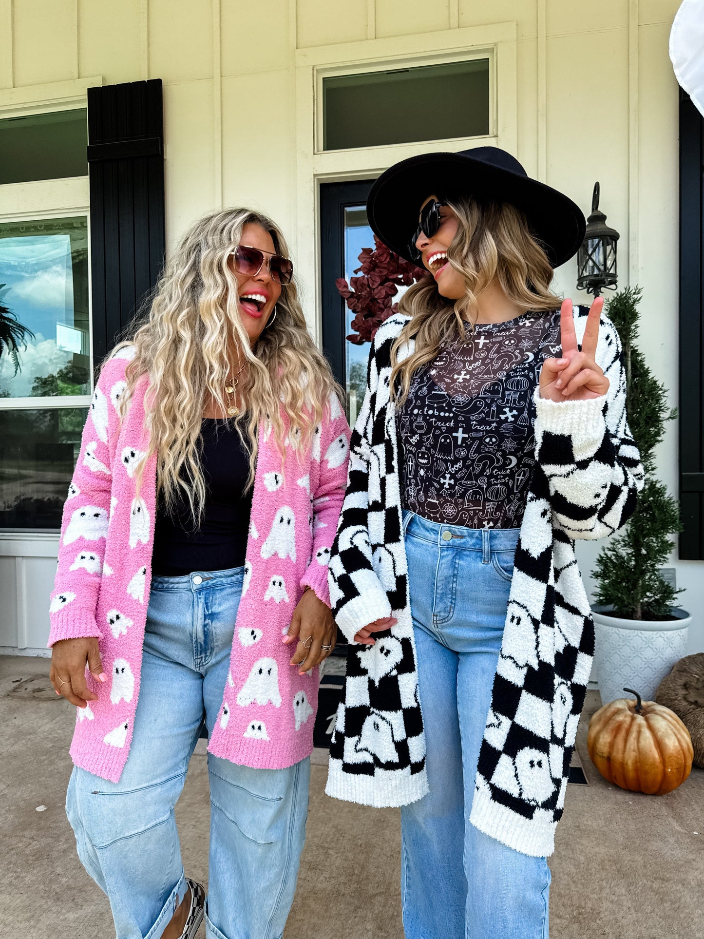 Ghost Cardigan ~ Pink and Black