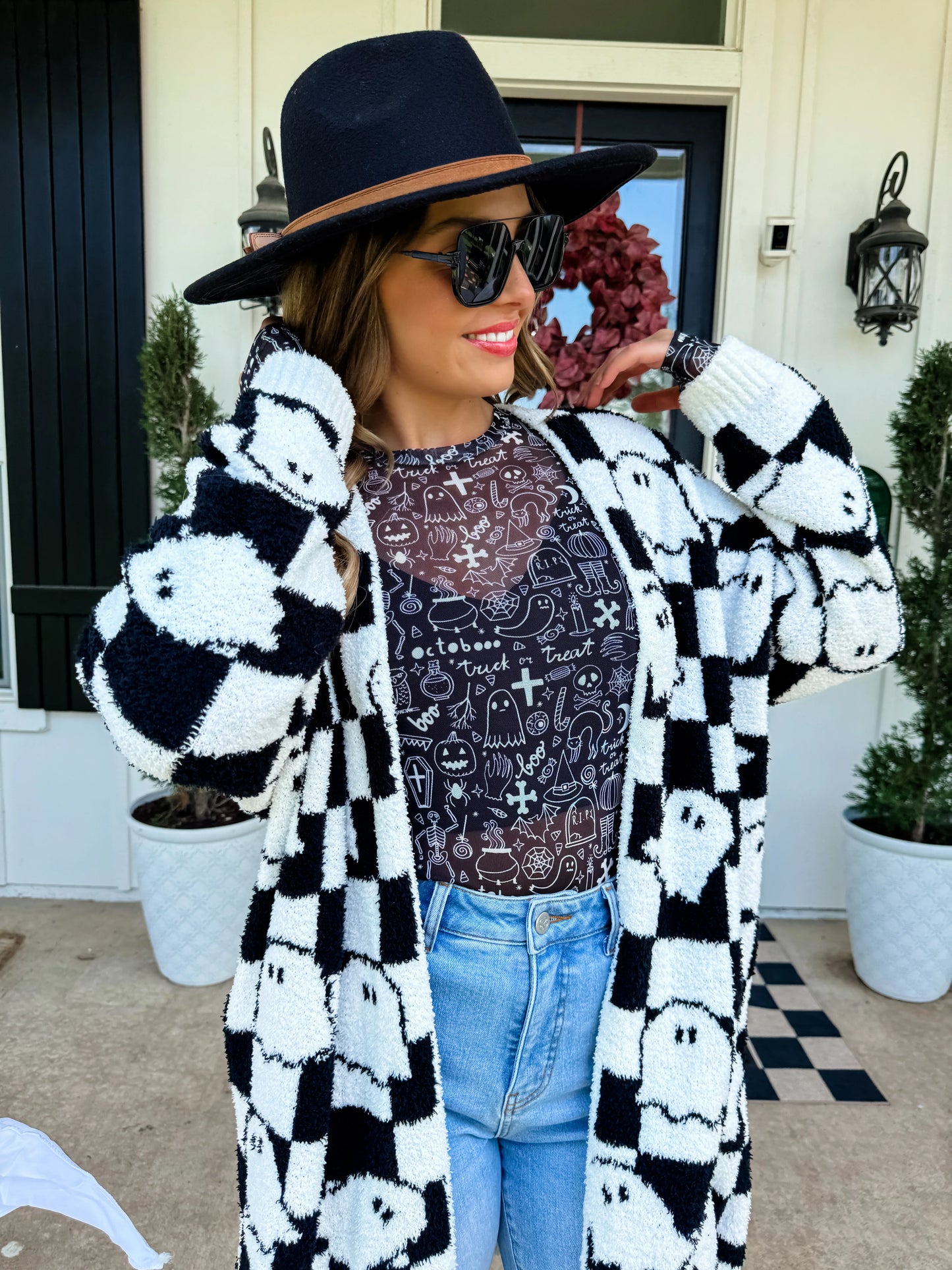 Ghost Cardigan ~ Pink and Black
