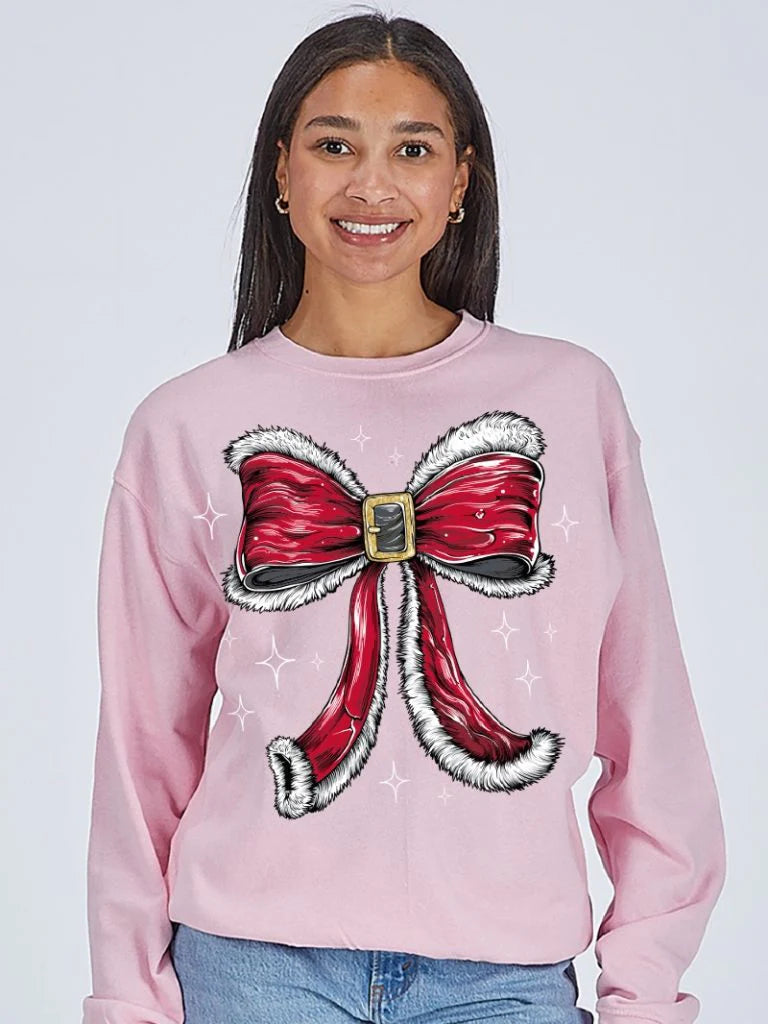 Santa Bow ~ Pink Simply Southern Sweatshirt