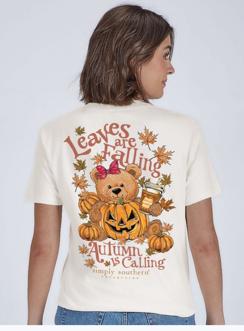 Leaves Are Falling ~ Teddy Bear Simply Southern Tee