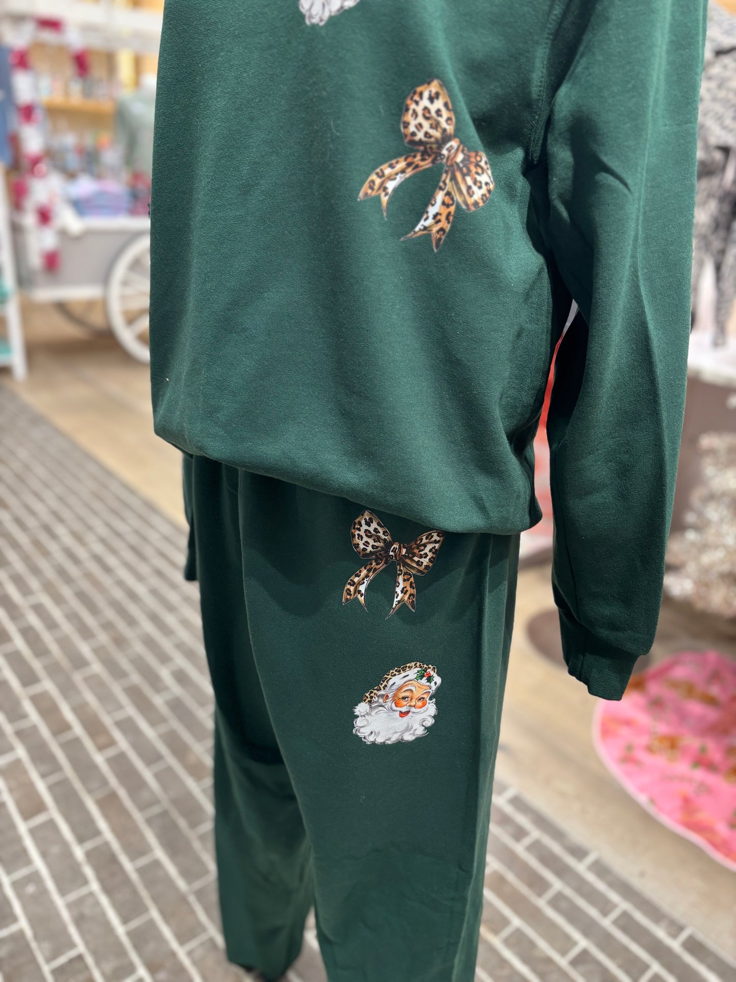 Leopard Santa Jogger Set ~ Top Only