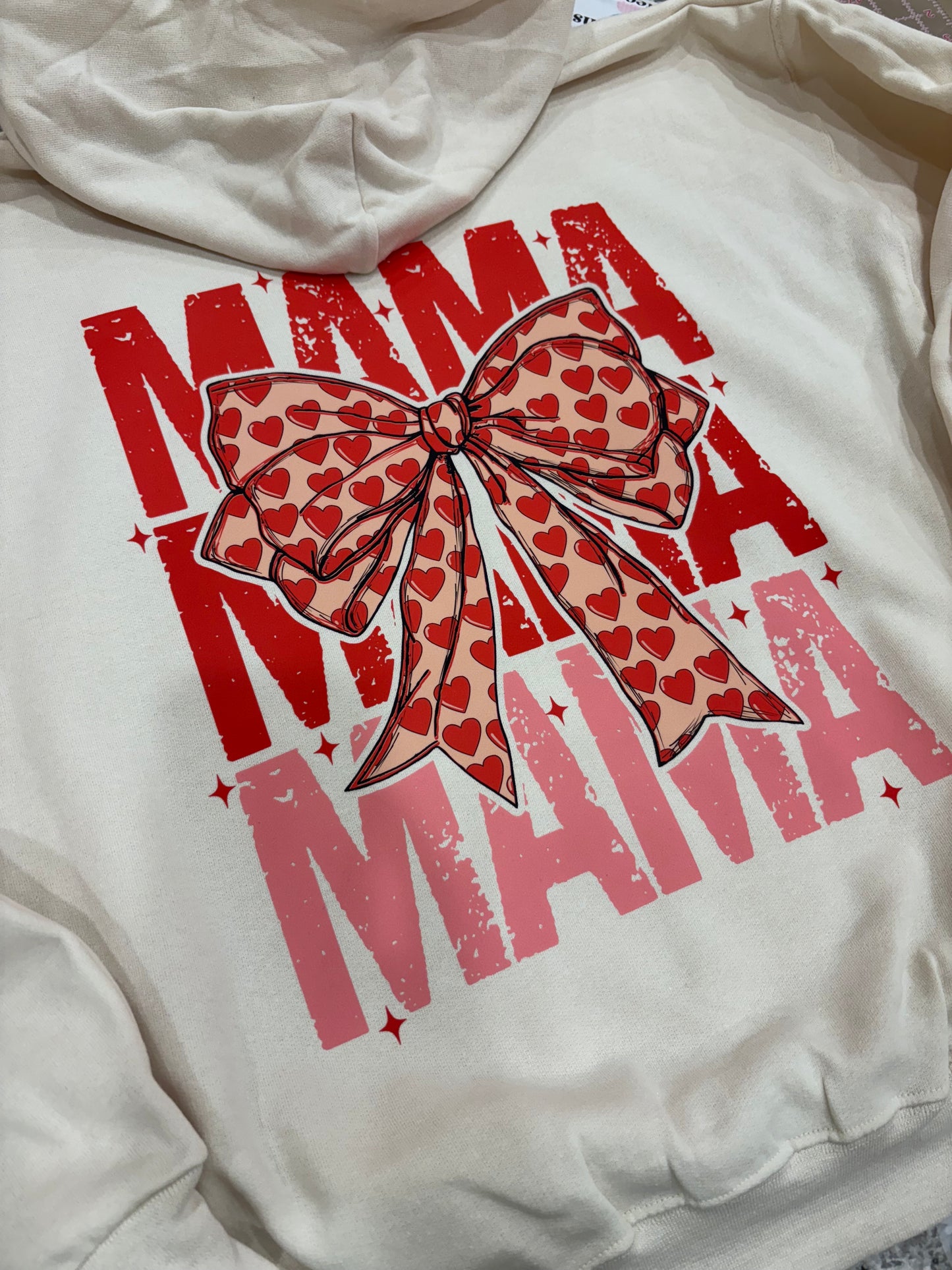 Mama Coquette Bow Cream Hoodie