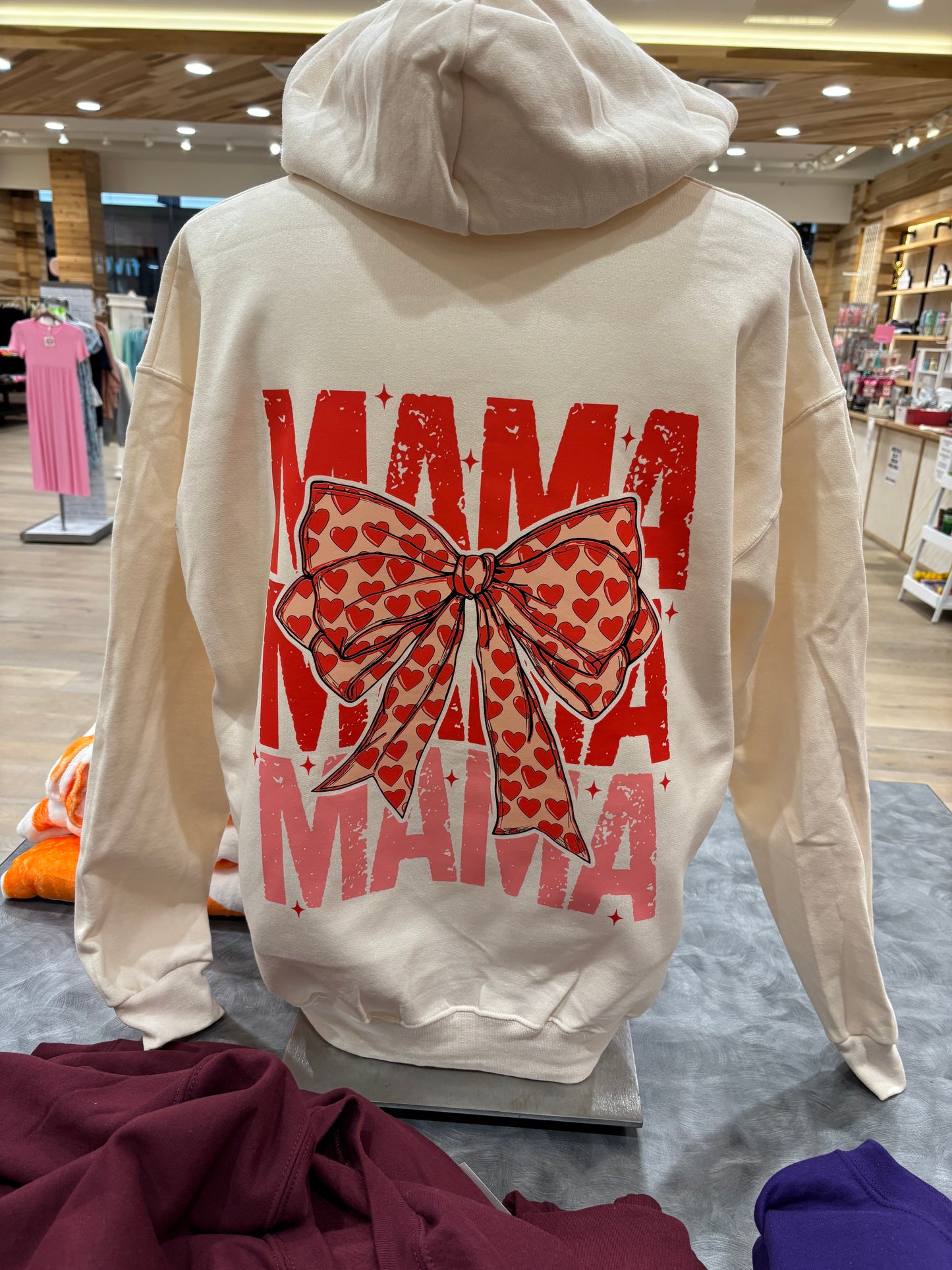 Mama Coquette Bow Cream Hoodie