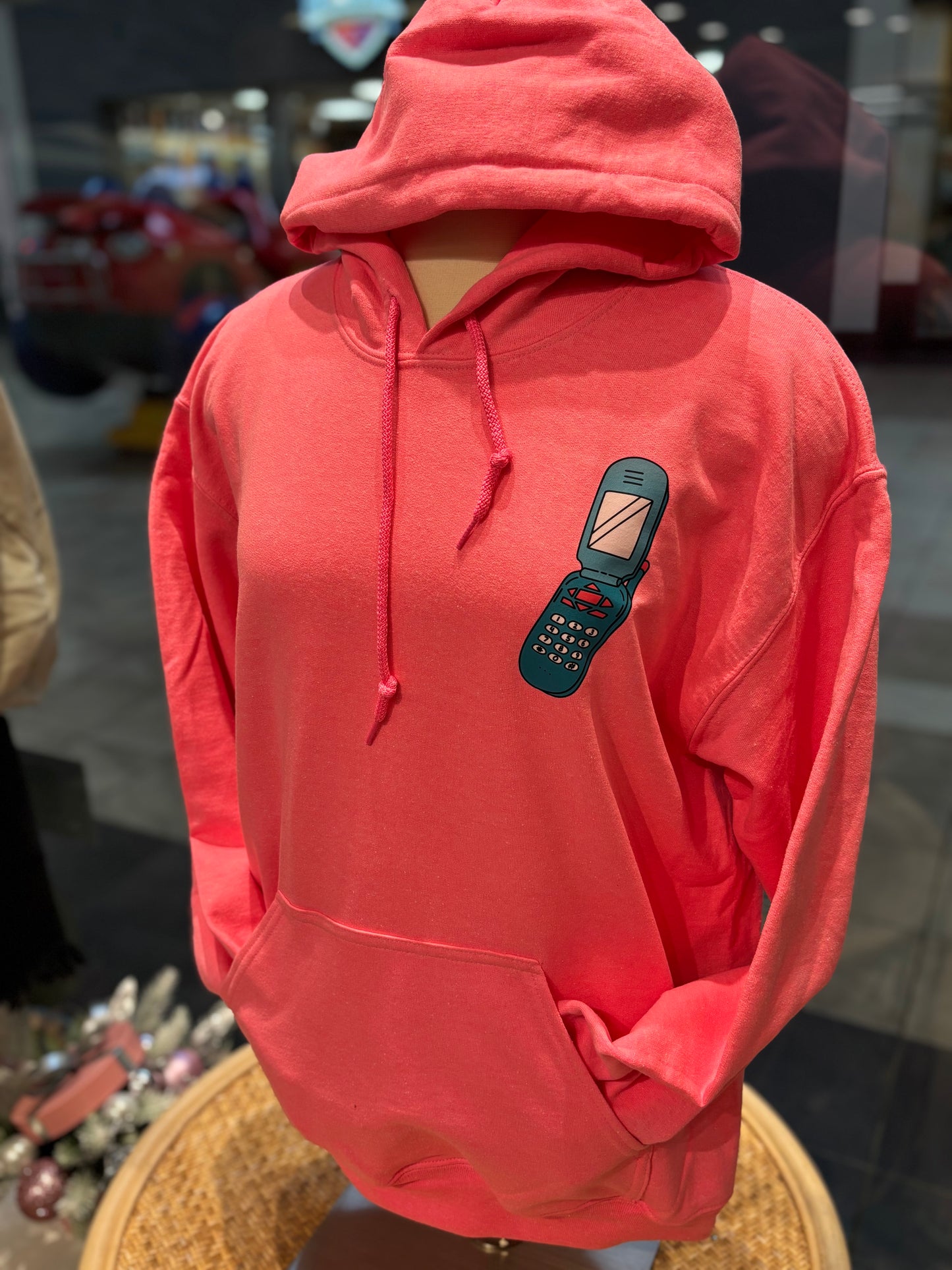 Text Me When You Get Home ~ Neon Pink Hoodie