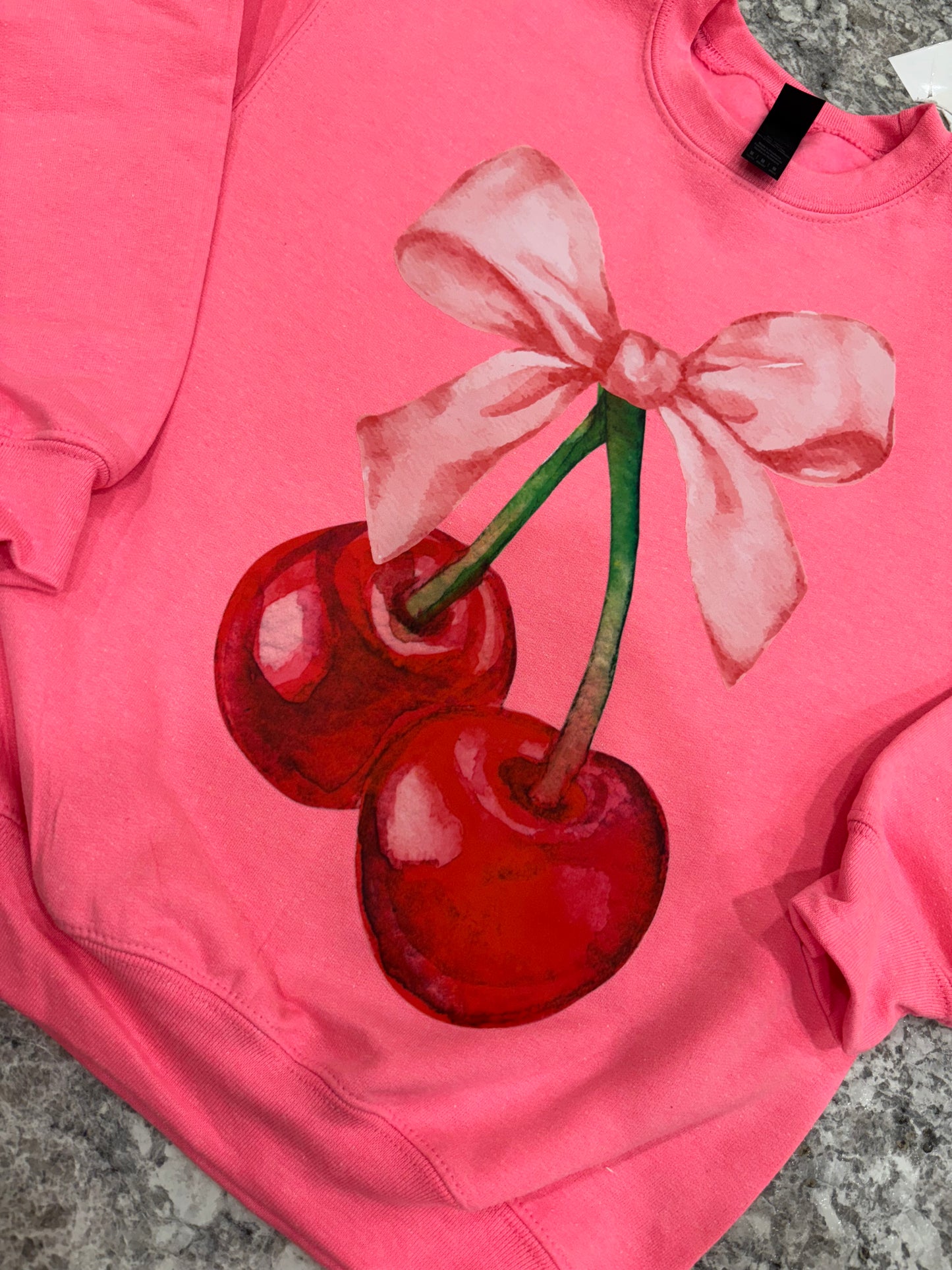Coquette Cherries ~ Pink Crewneck Sweatshirt