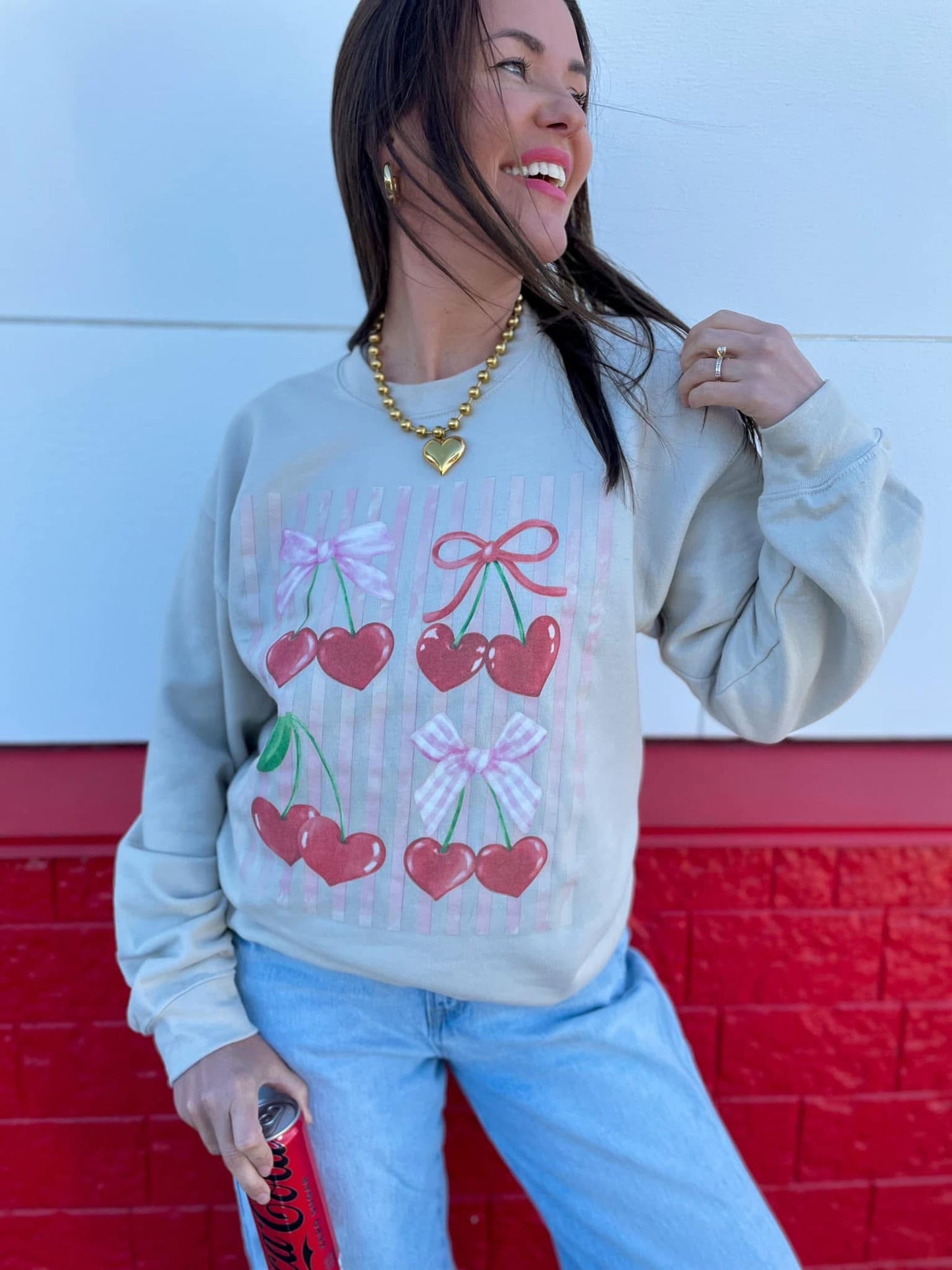 Gingham Cherries ~ Crewneck Sweatshirt