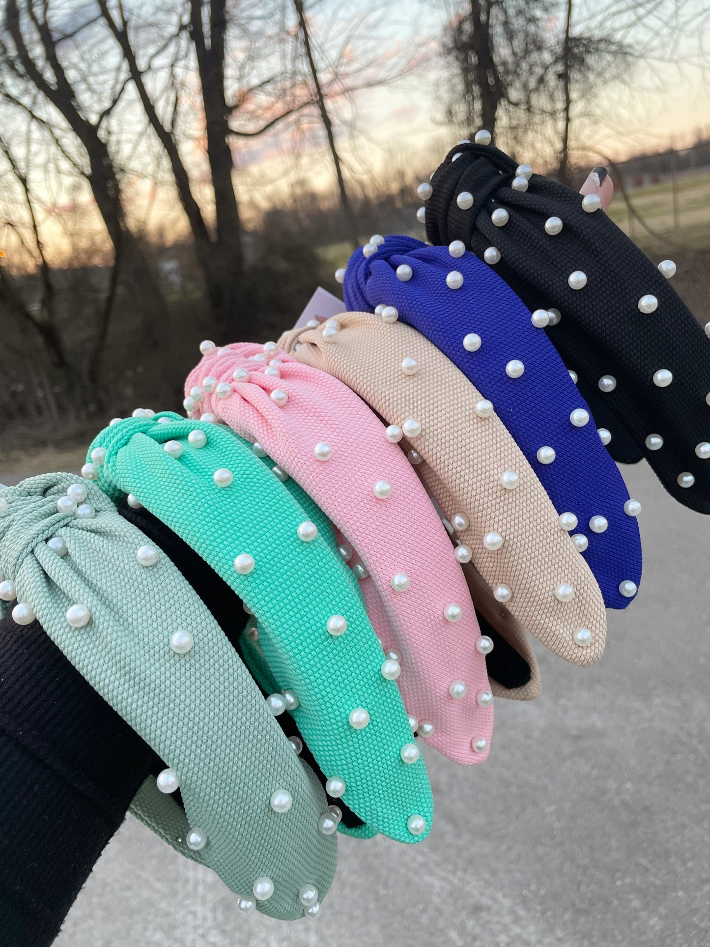 Hallie ~ Pearl Knotted Headbands