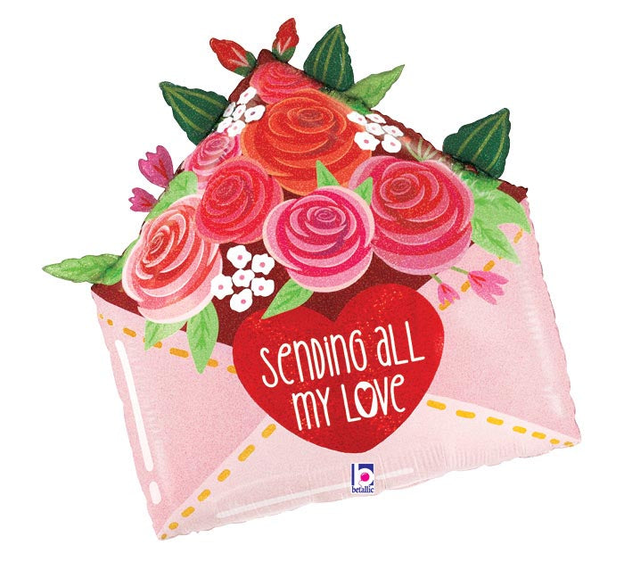 Sending Love Envelope 25 Inch Mylar Balloon