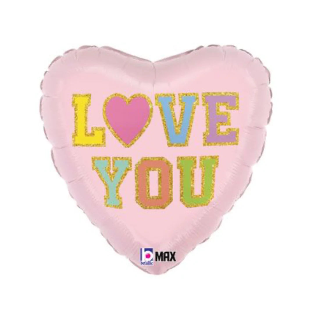 Love You Patch Heart 18 Inch Mylar Balloon