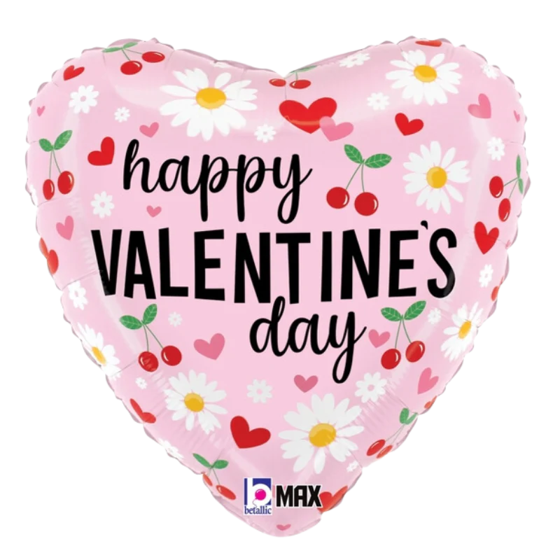 Cherries Heart Valentine's Day 18 Inch Mylar Balloon