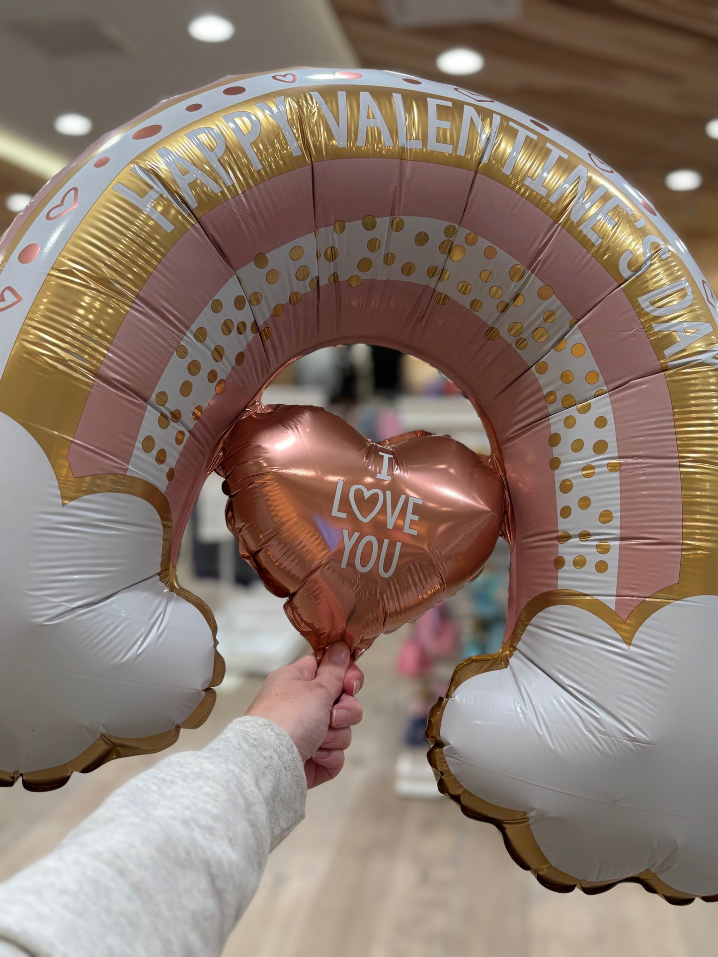 Rose Gold Valentine Rainbow 29 Inch Mylar Balloon