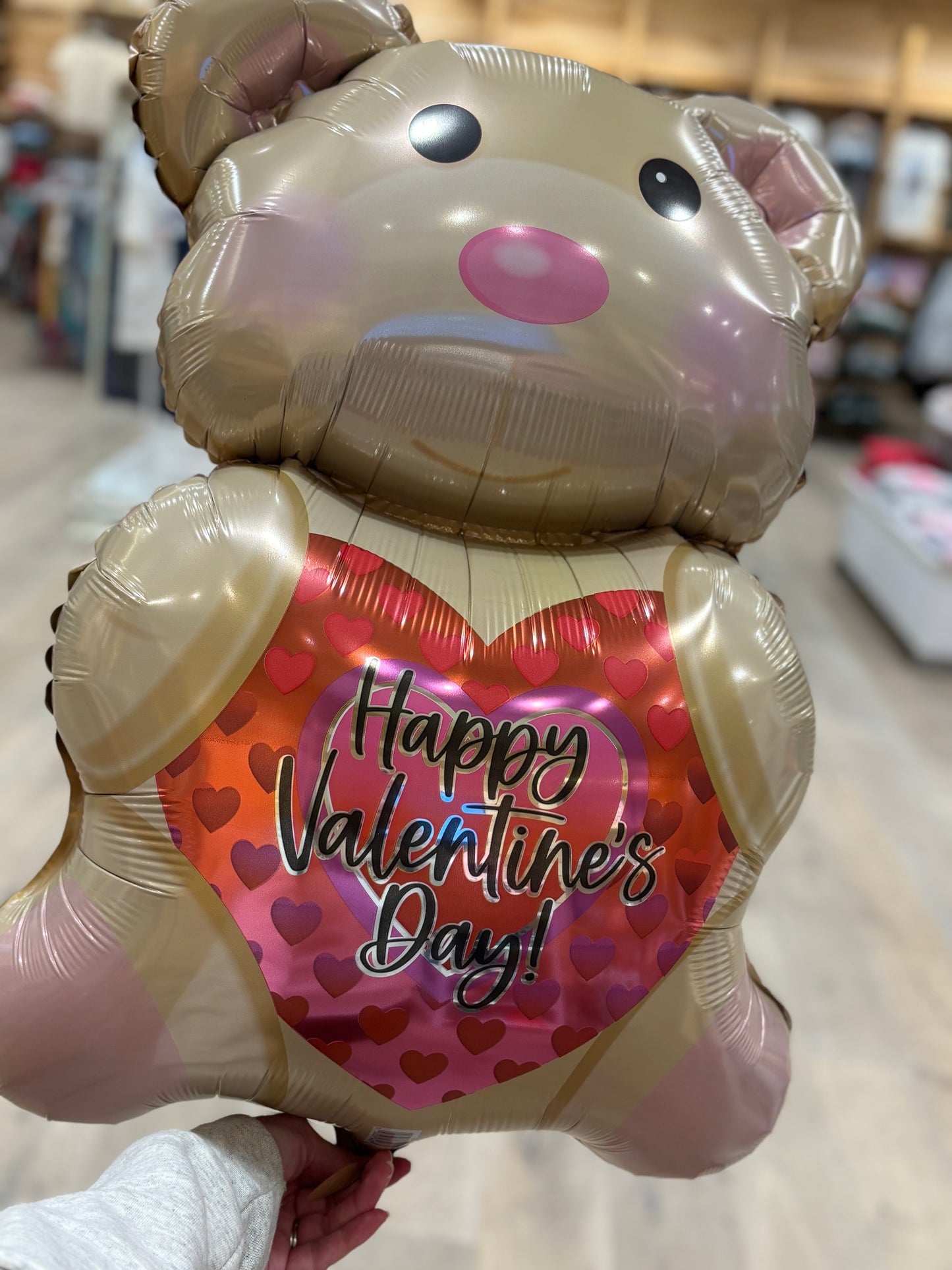 Tan Valentine's Day Bear 31 Inch Mylar Balloon