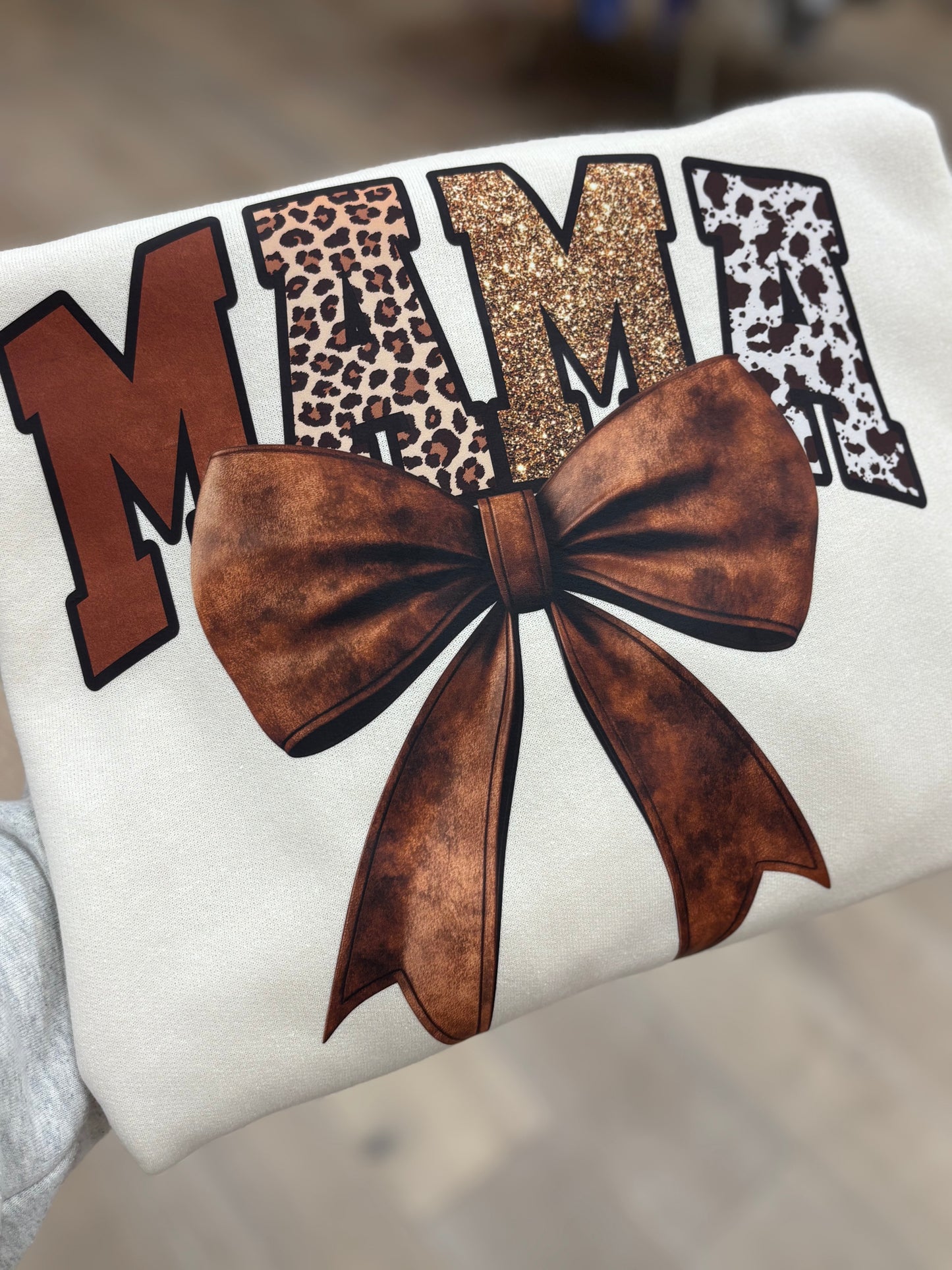 Mama Bow ~ Cream Tee or Crewneck Sweatshirt