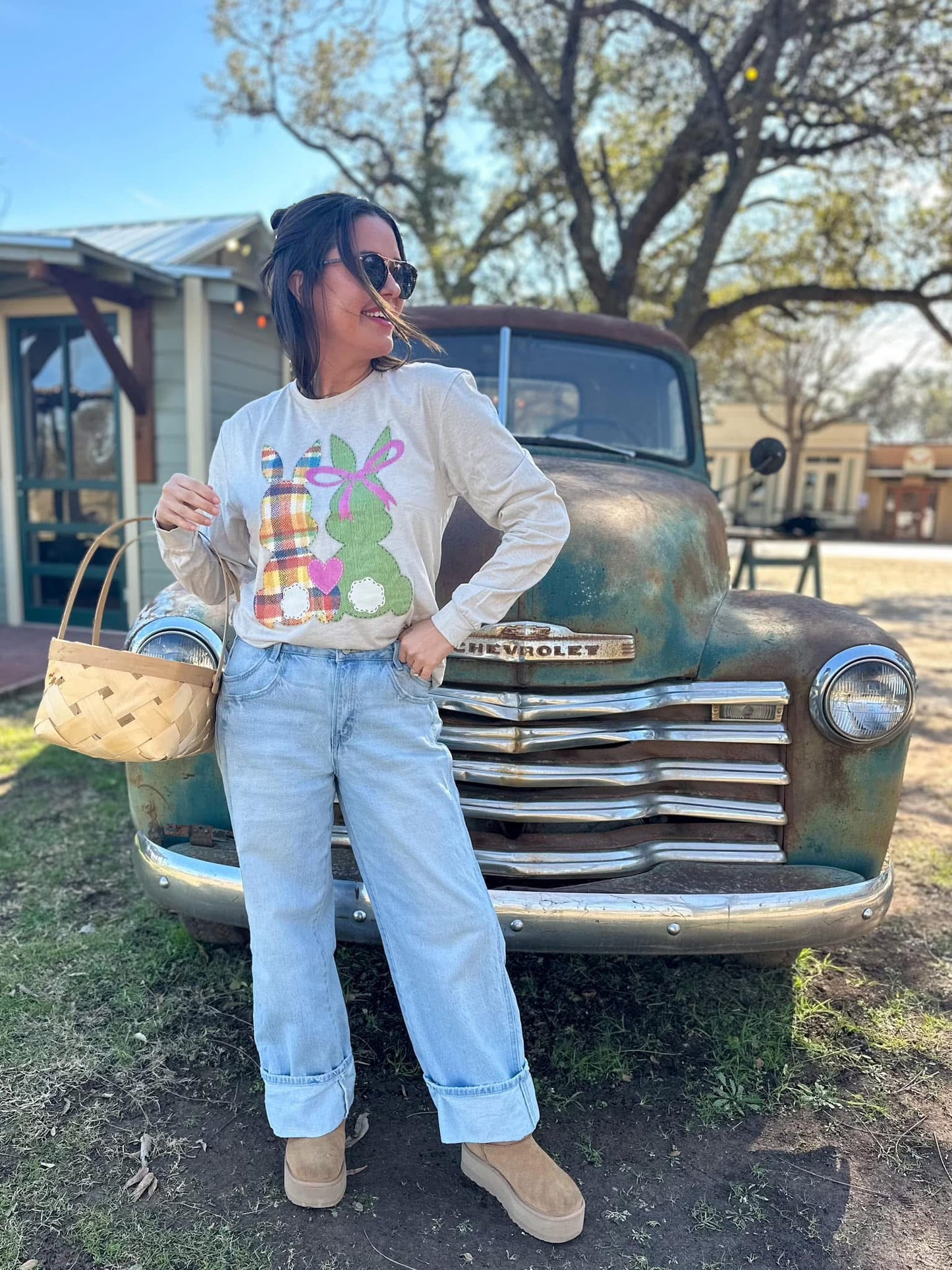 Plaid Bunny Long Sleeve Tee