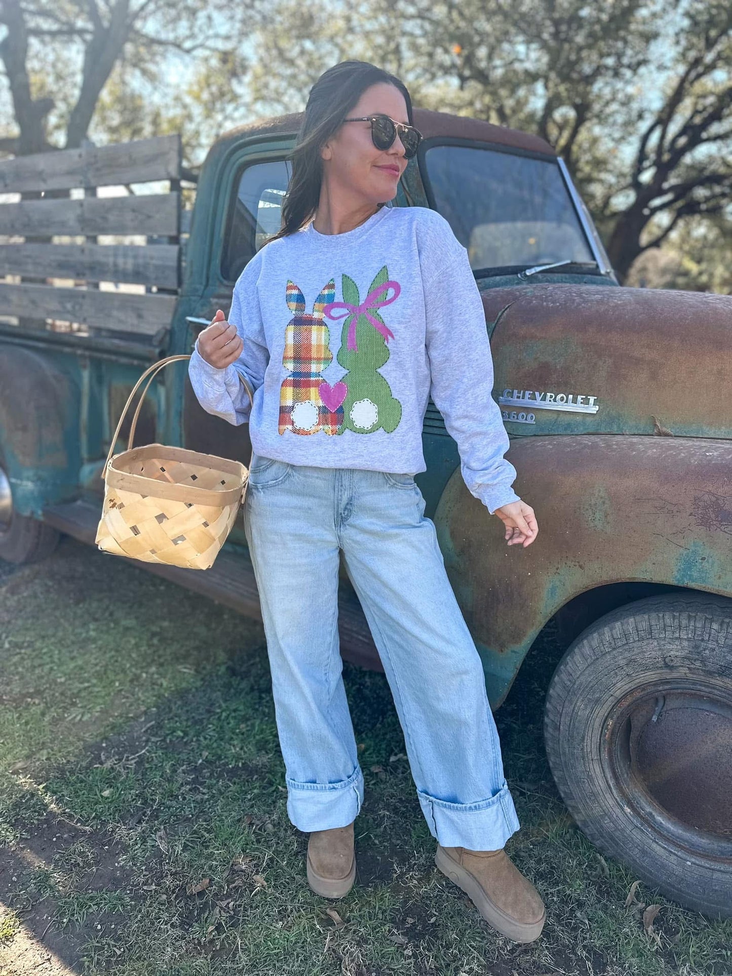 Plaid Bunny Crewneck Sweatshirt