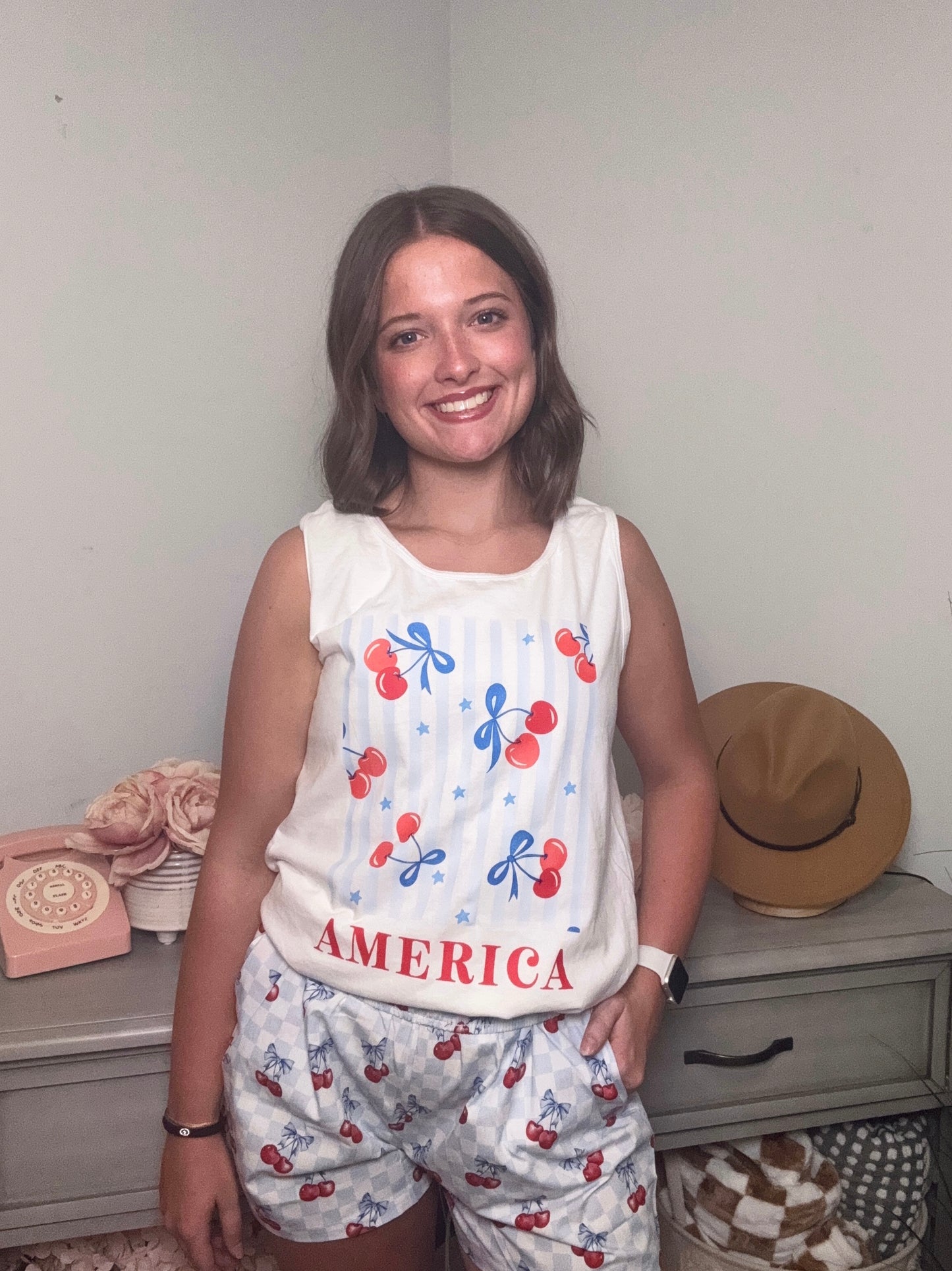 Coquette America and Cherries ~ Tank Top or T-Shirt