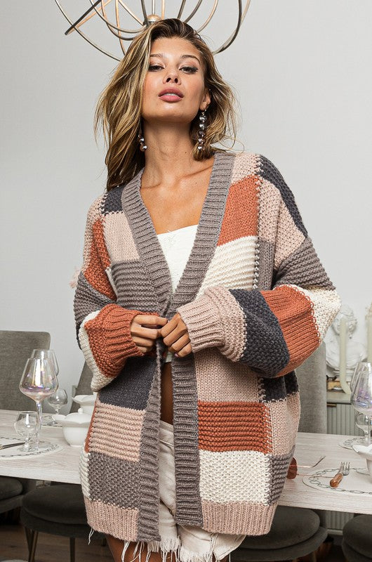 Harvested Style ~ Oversized Colorblock Cardigan