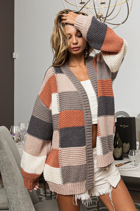 Harvested Style ~ Oversized Colorblock Cardigan