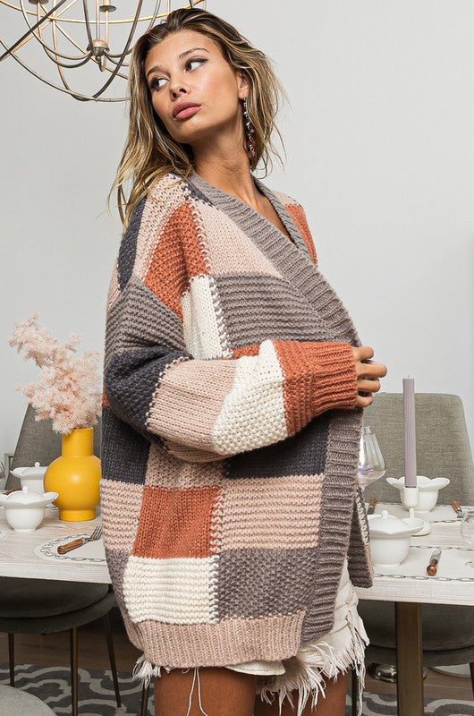 Harvested Style ~ Oversized Colorblock Cardigan
