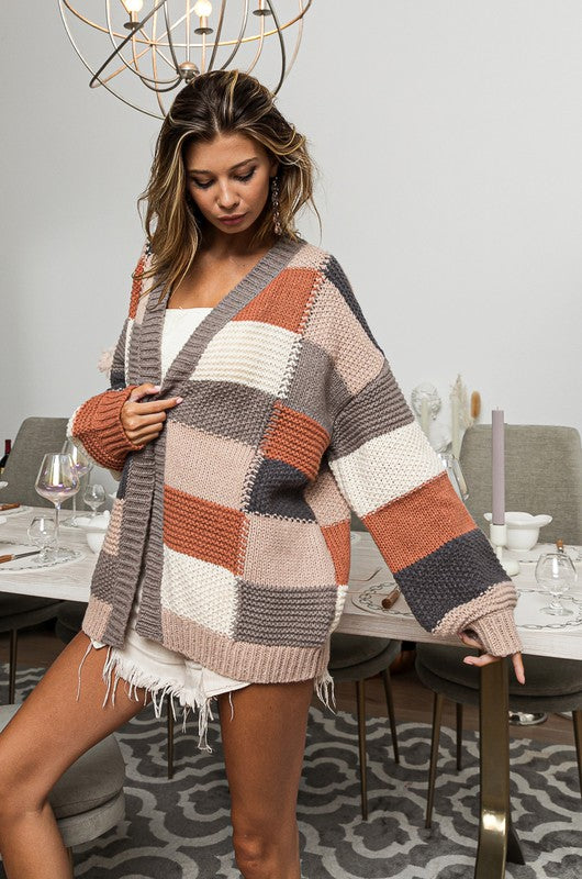 Harvested Style ~ Oversized Colorblock Cardigan