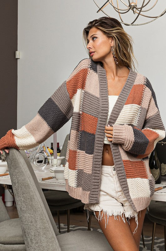 Harvested Style ~ Oversized Colorblock Cardigan