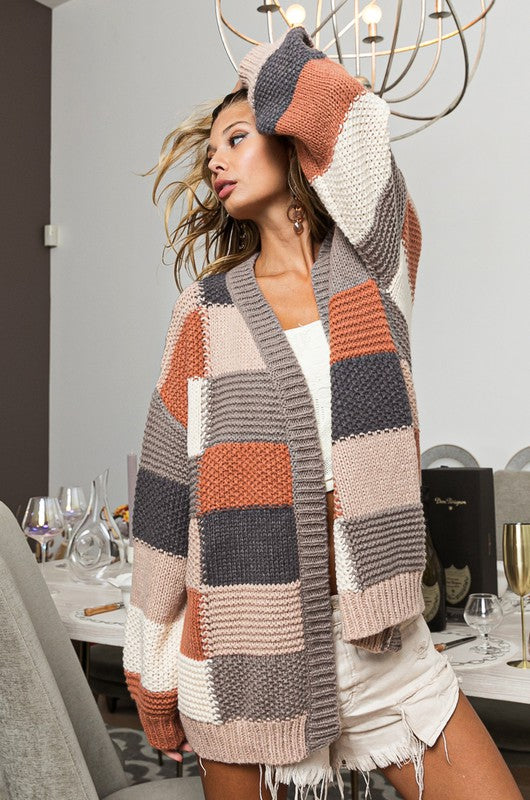 Harvested Style ~ Oversized Colorblock Cardigan