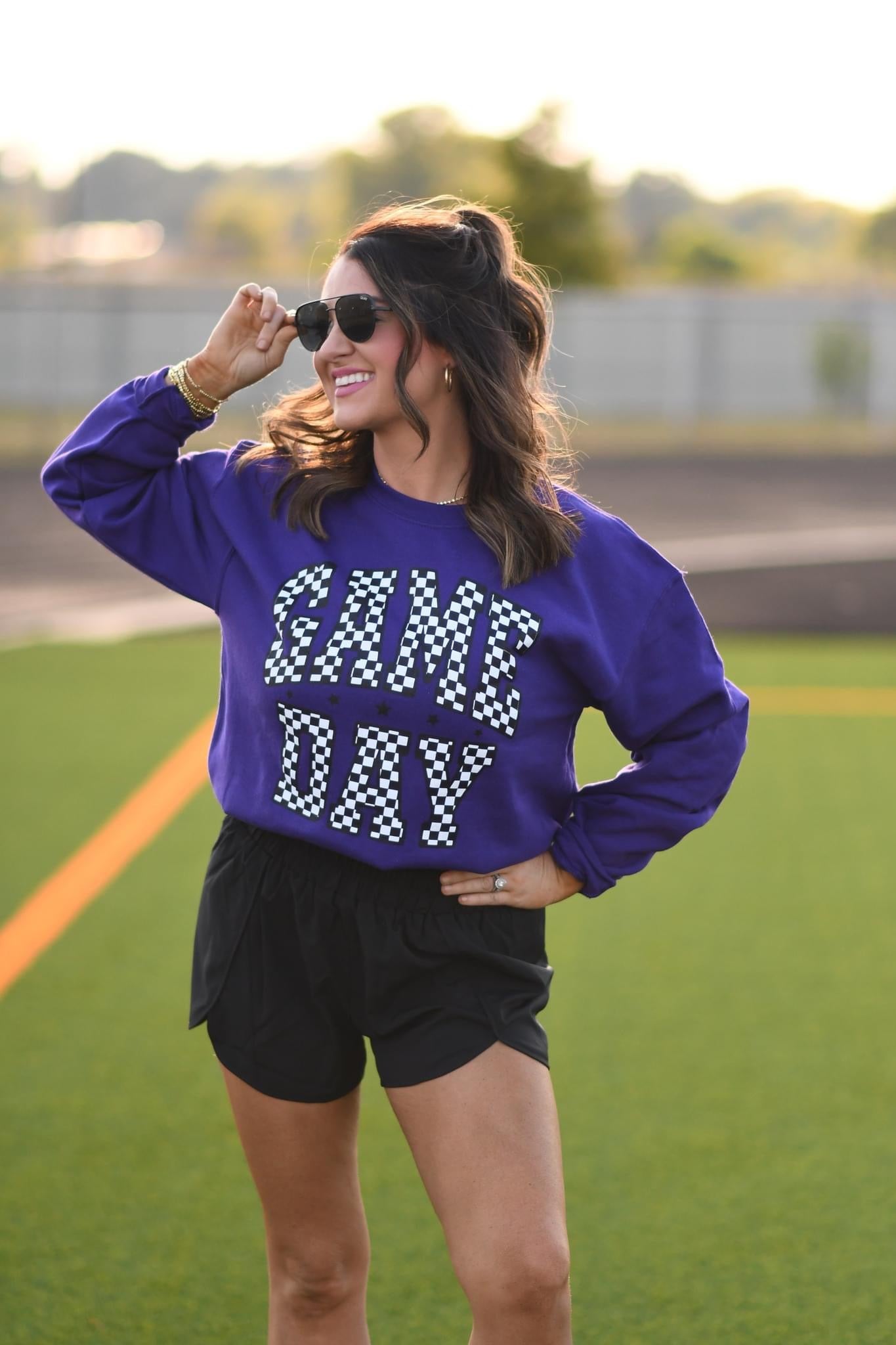GAME DAY ~ Checkered Crewneck Sweatshirt