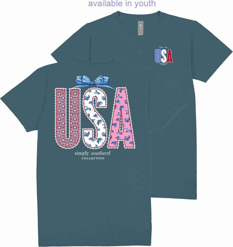 USA Coquette Lace Patriotic Tee ~ Simply Southern