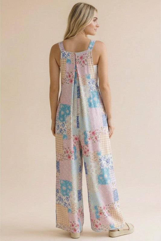 Happy To Be Me ~ Floral Patchwork Overalls - Regular and Curvy Sizes