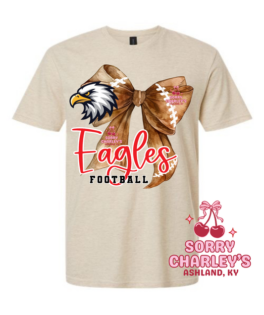 Customizable Watercolor Football Bow T-Shirt Crewneck or Hoodie