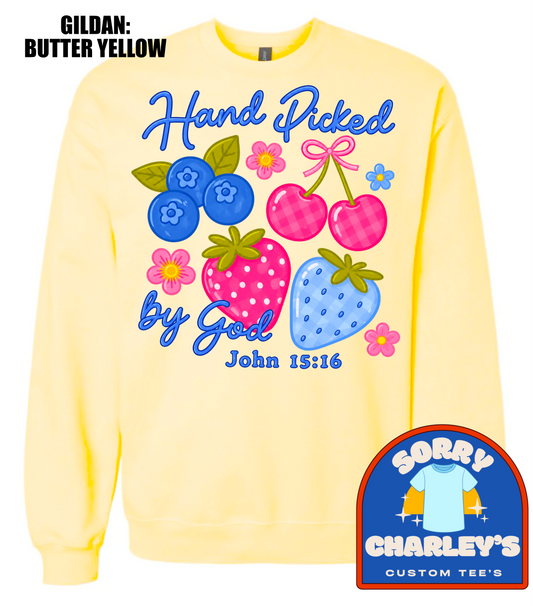 Hand Picked by God ~ Butter Yellow T-Shirt or Crewneck Sweatshirt