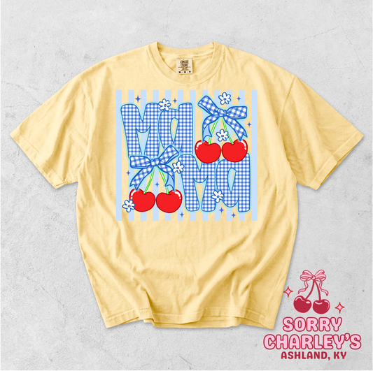 Mama ~ Gingham and Cherry Graphic Tee