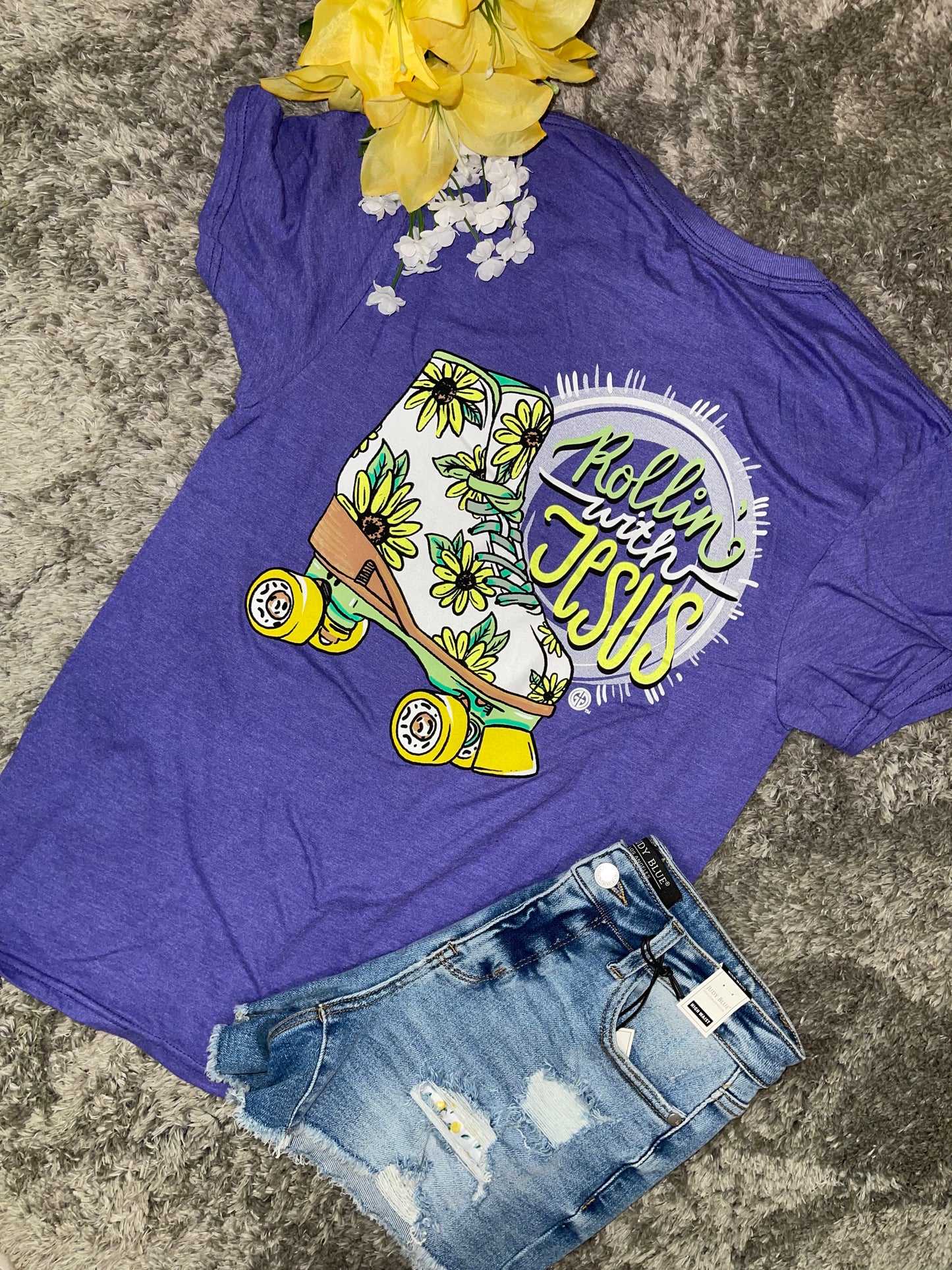 Rollin' With Jesus ~ Girlie Girl Brand Tee